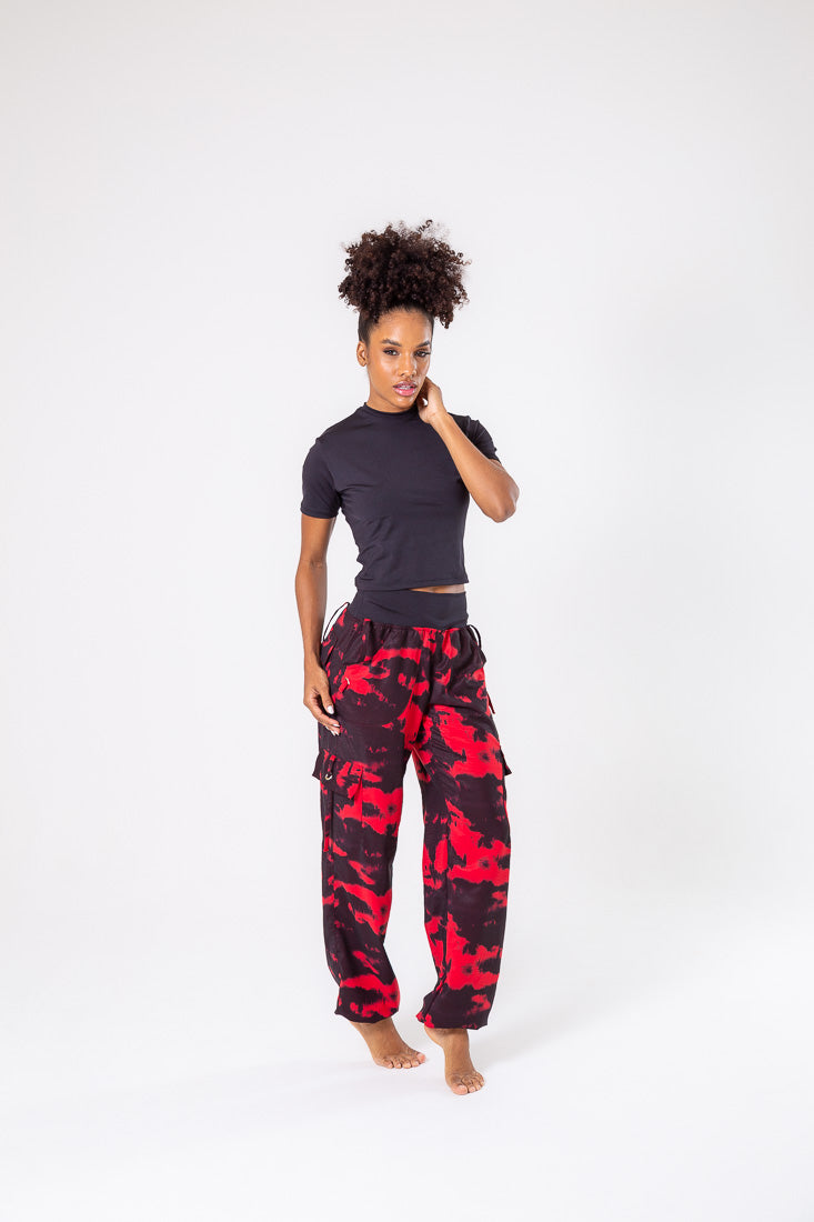 Black & Red Cargo Pant
