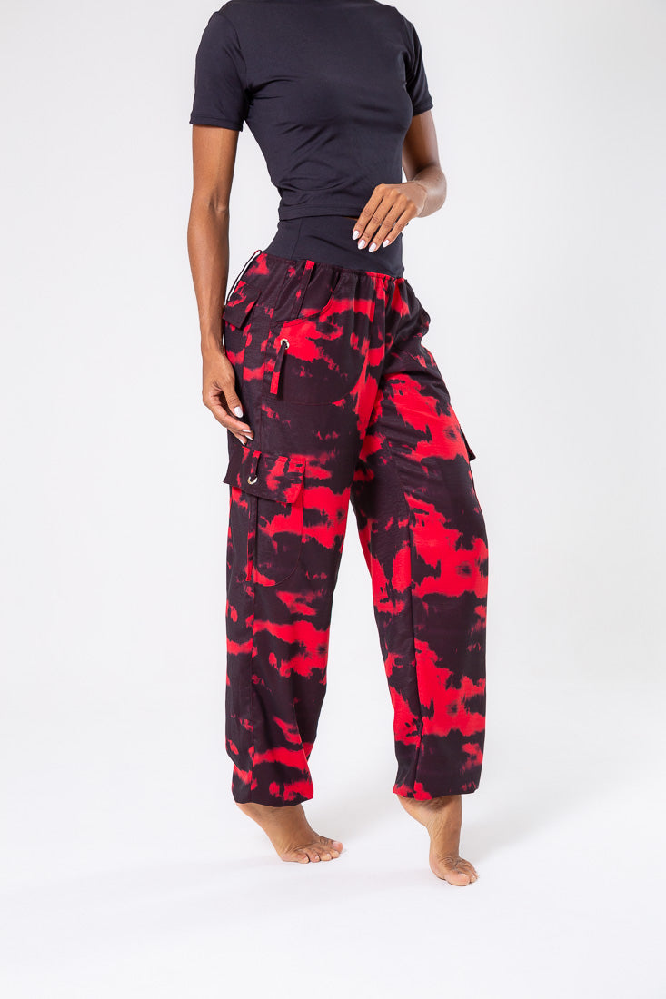 Black & Red Cargo Pant