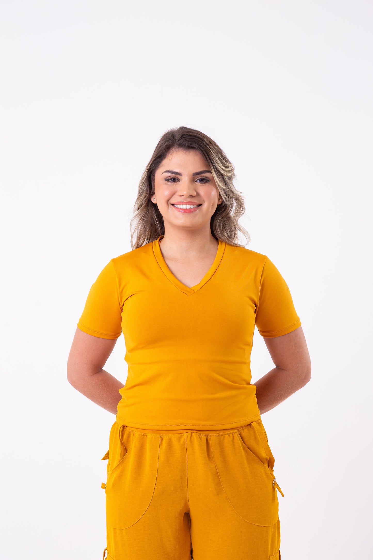 Mustard V-Neck Cropped Tee