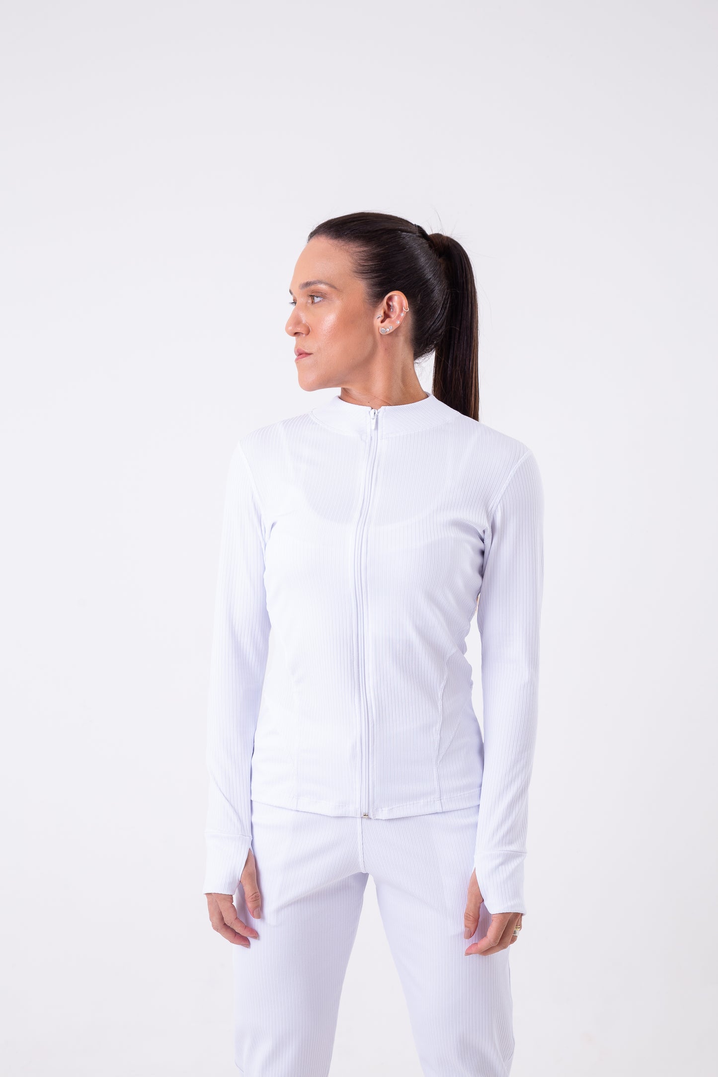 White Ribbed Jacket
