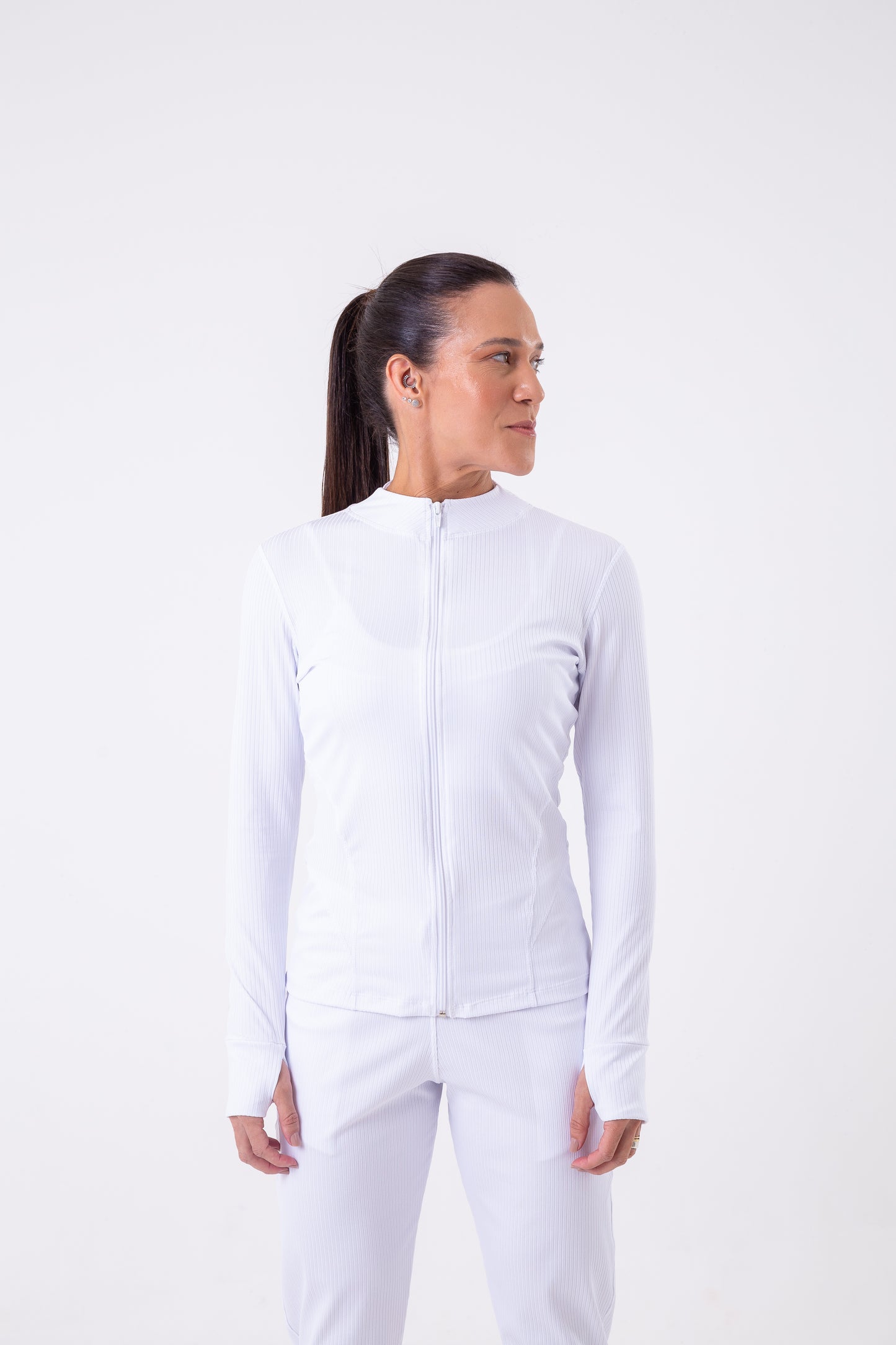 White Ribbed Jacket
