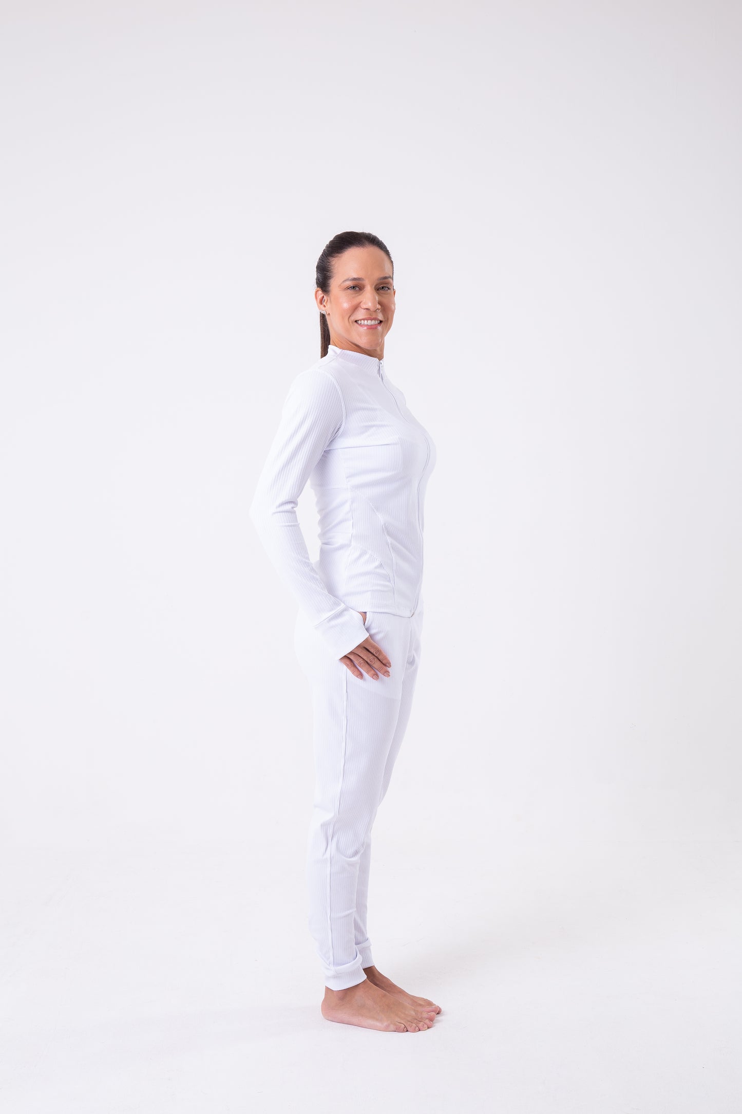White Ribbed Jogger