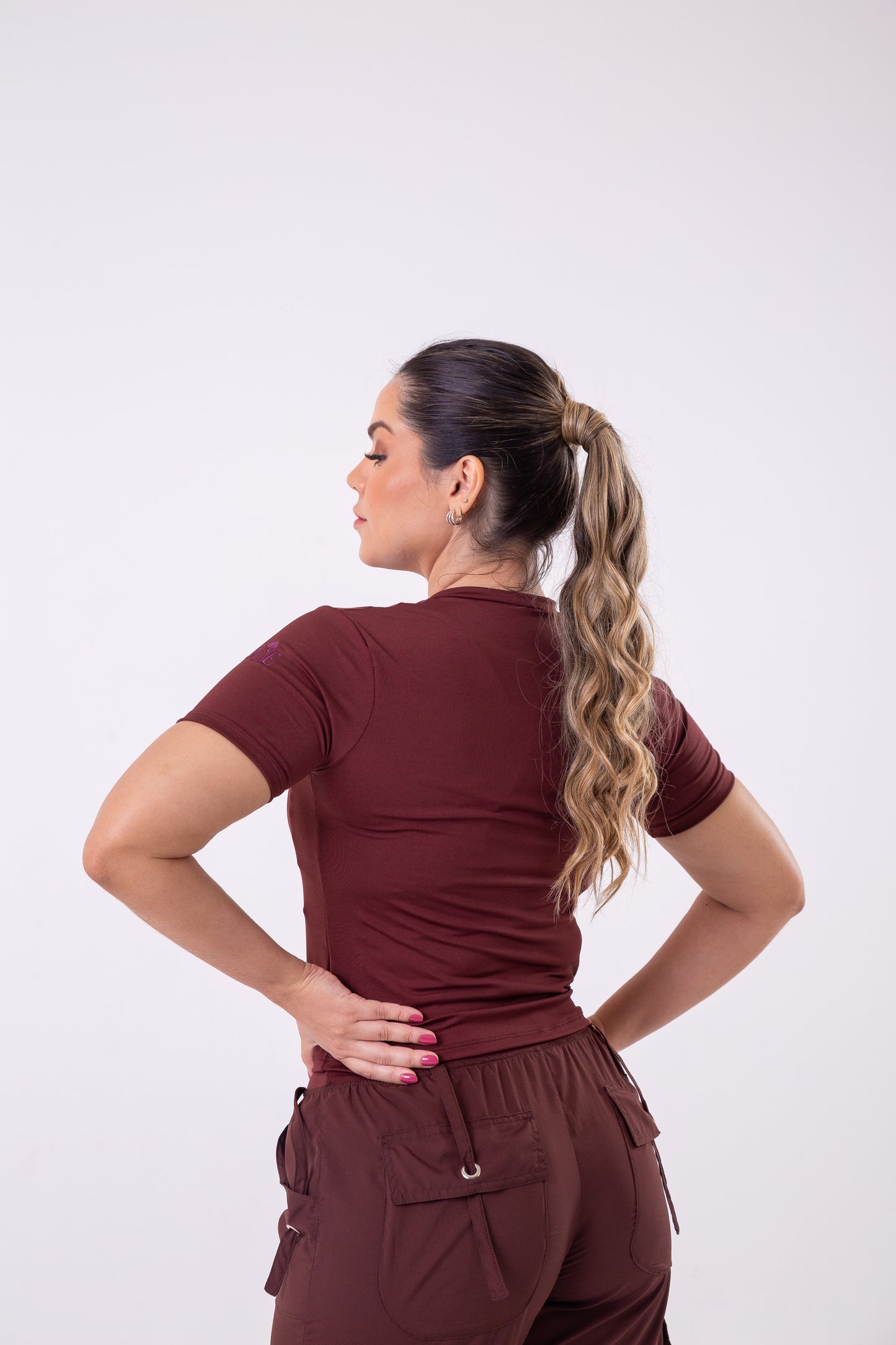 Chocolate V-Neck Cropped Tee