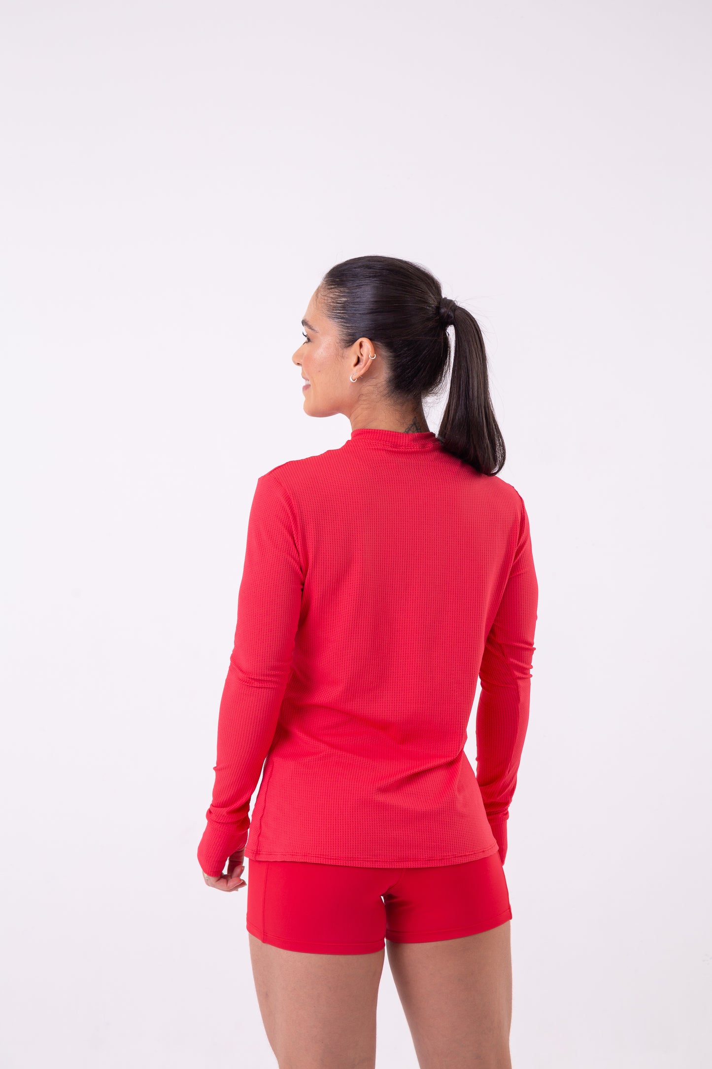 Red Long Sleeve Mesh Shirt