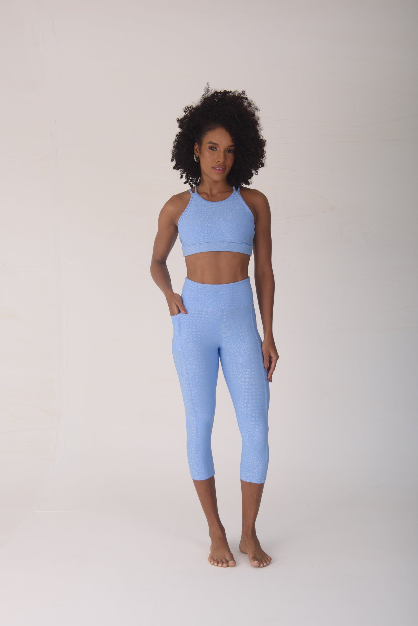 Blue Snake One Pocket Capri