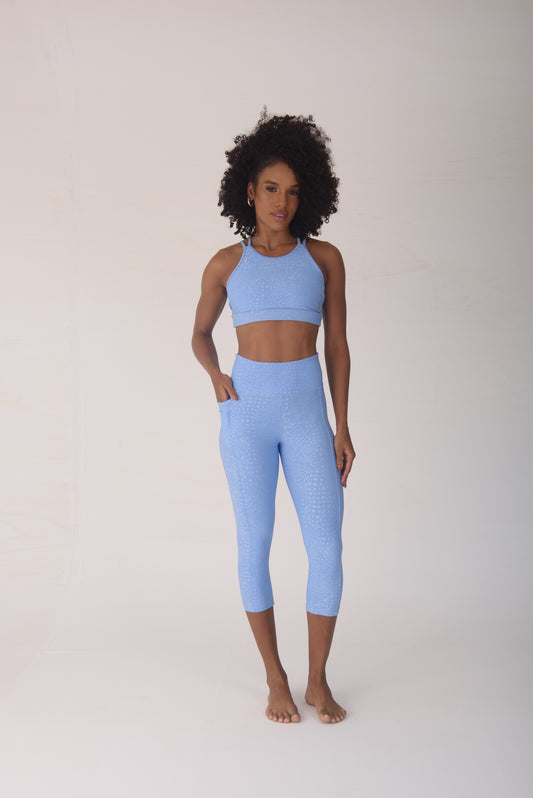 Blue Snake One Pocket Capri