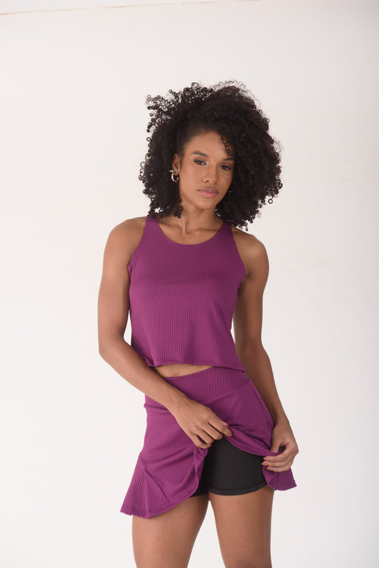 Purple Ribbed Skort