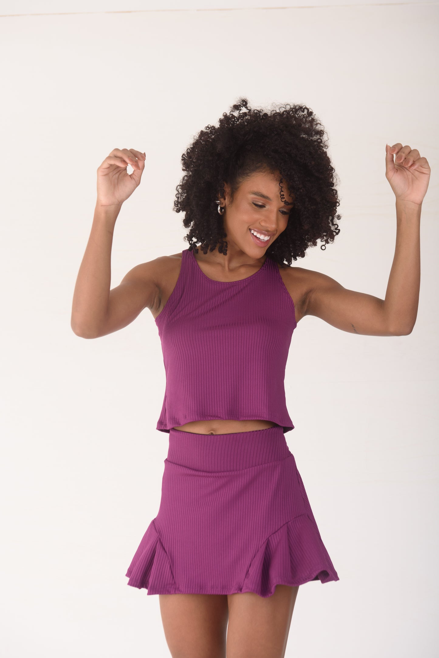 Purple Ribbed Skort