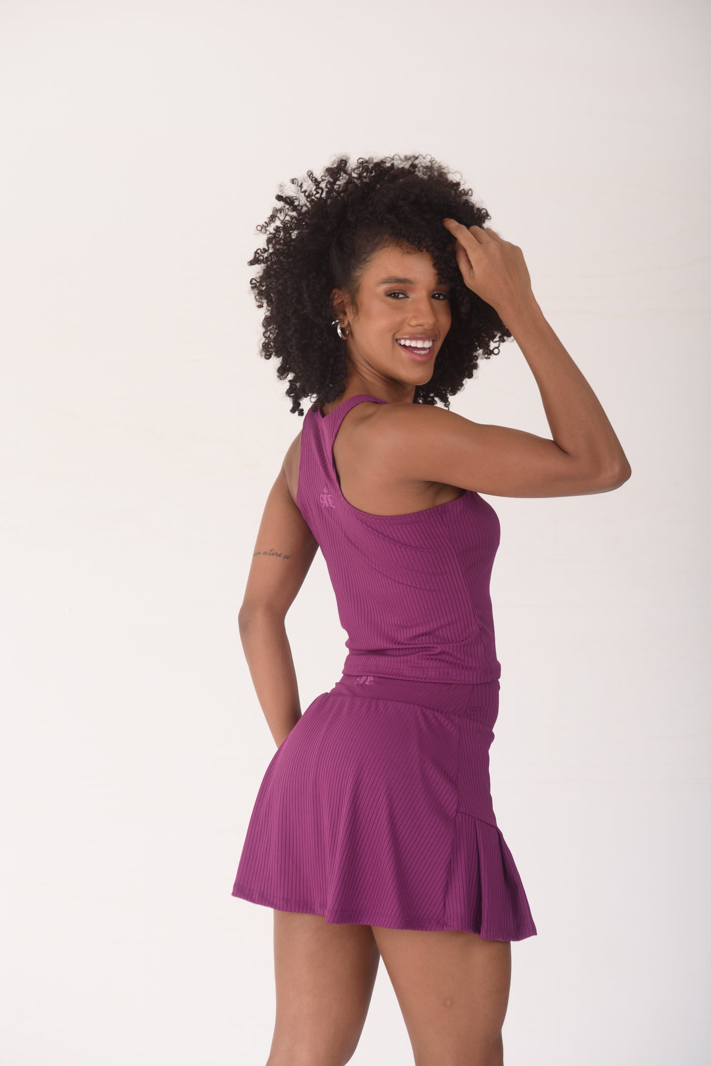 Purple Ribbed Skort