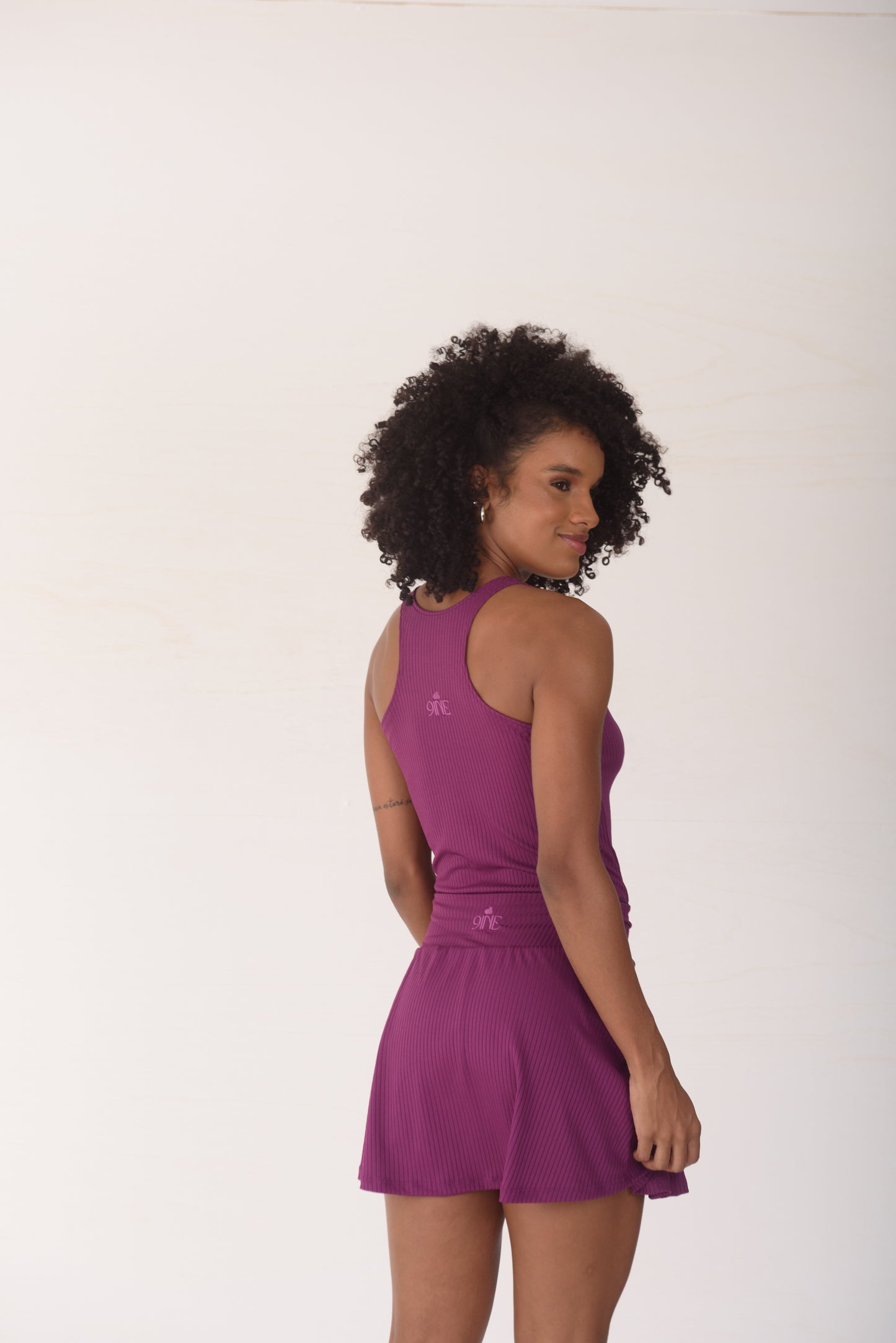 Purple Ribbed Skort