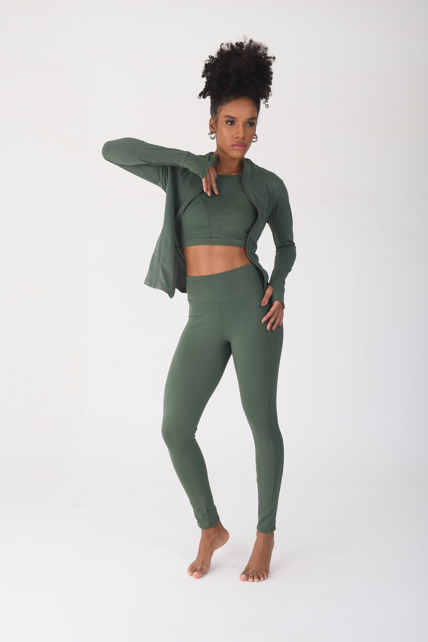 Olive Mesh Detail Jacket