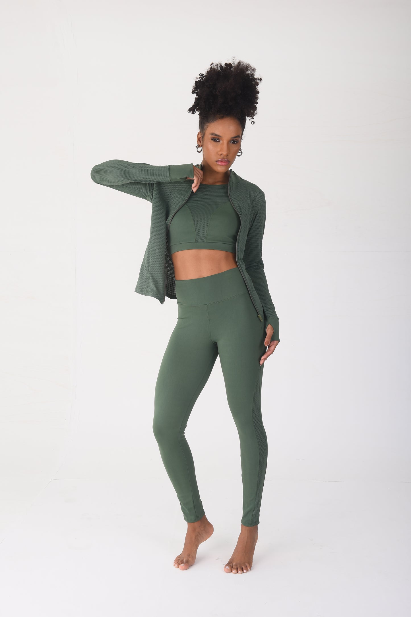 Olive Mesh Detail Jacket
