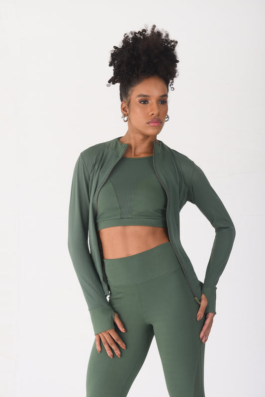 Olive Mesh Detail Jacket