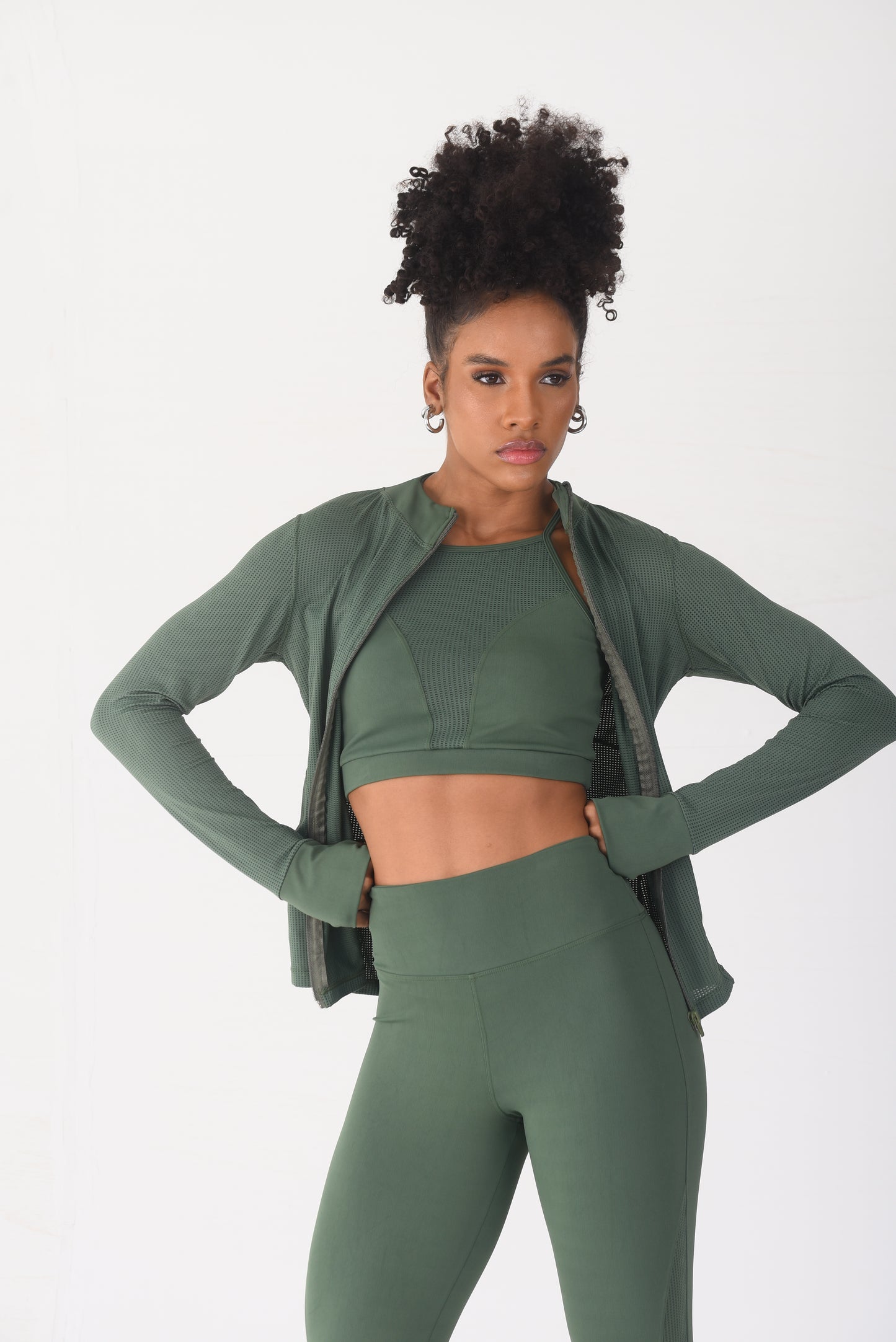 Olive Mesh Detail Jacket