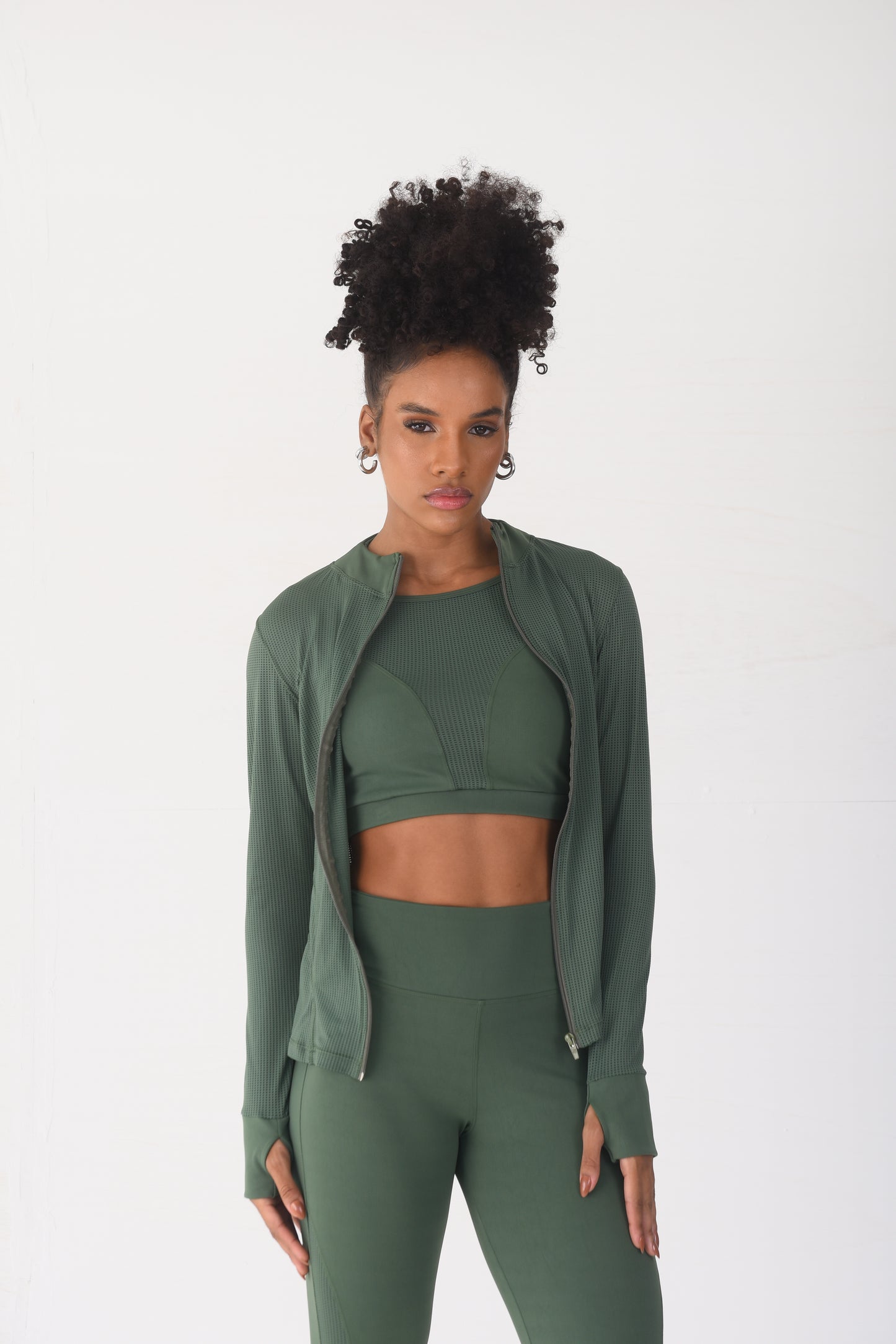 Olive Mesh Detail Jacket