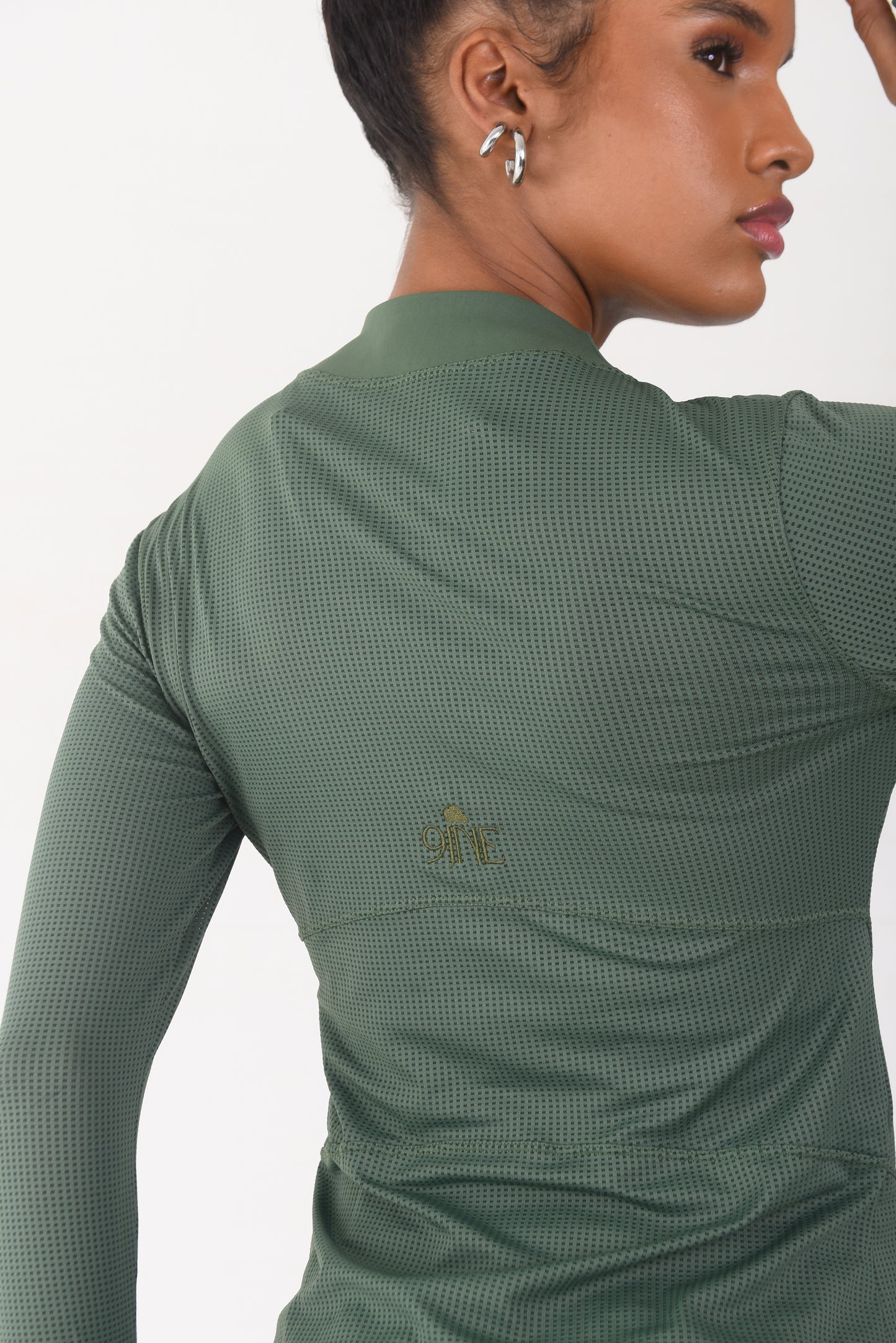 Olive Mesh Detail Jacket