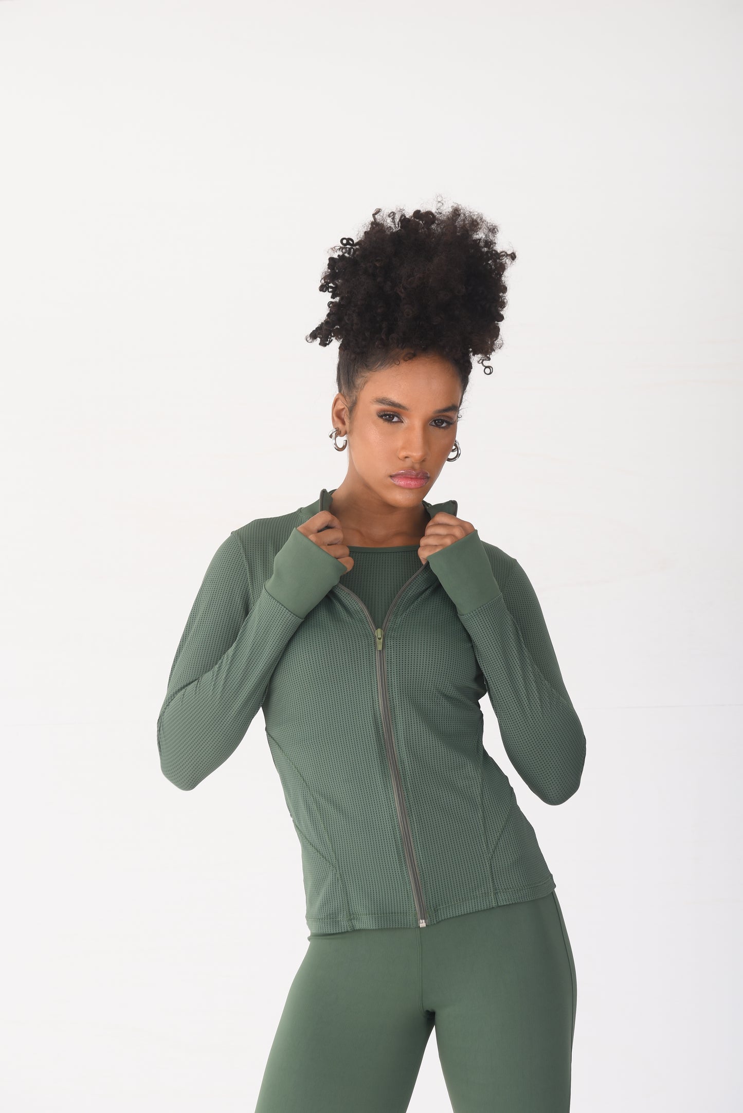 Olive Mesh Detail Jacket