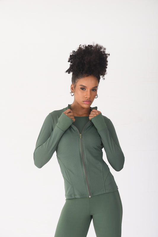 Olive Mesh Detail Jacket