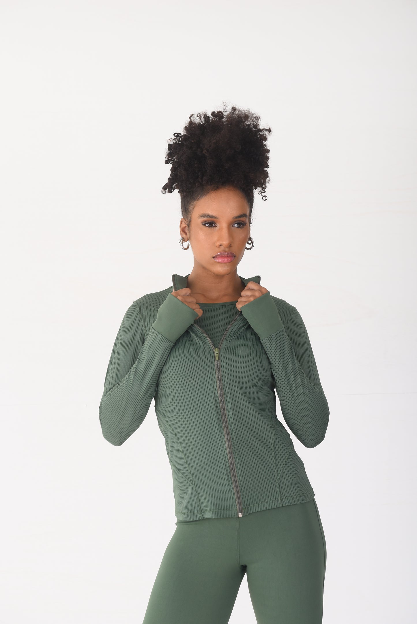 Olive Mesh Detail Jacket