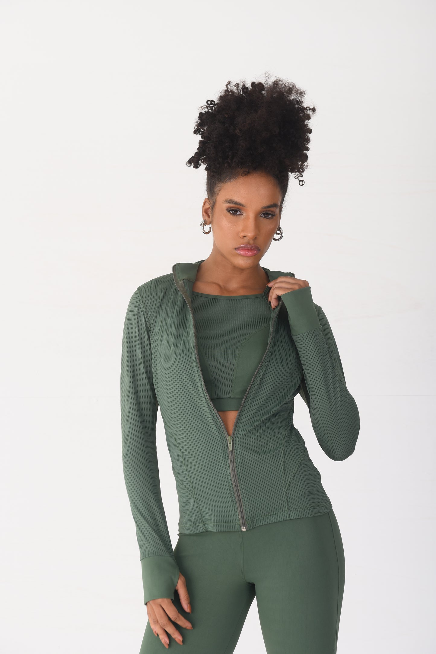 Olive Mesh Detail Jacket