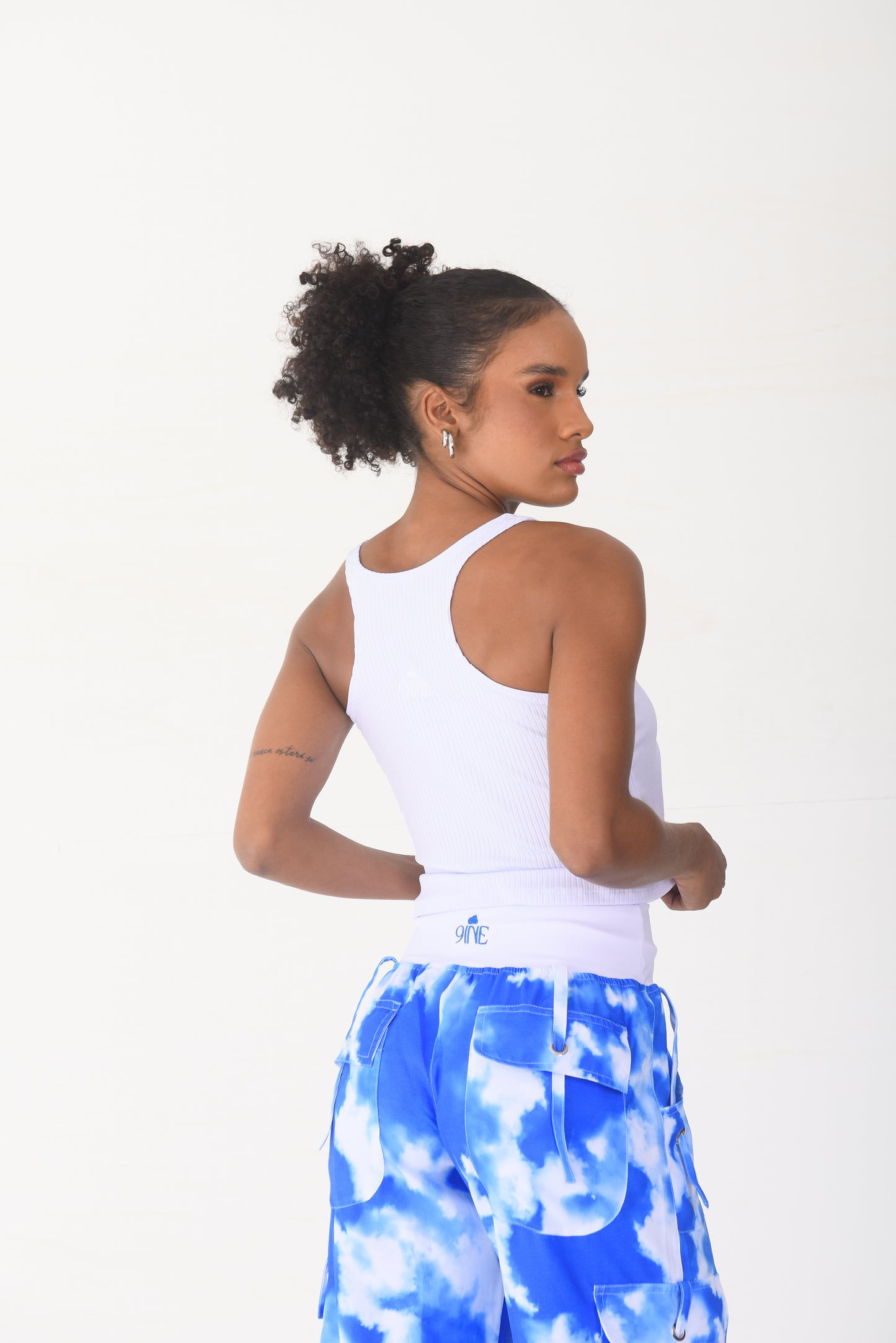 White Ribbed Crop Tank