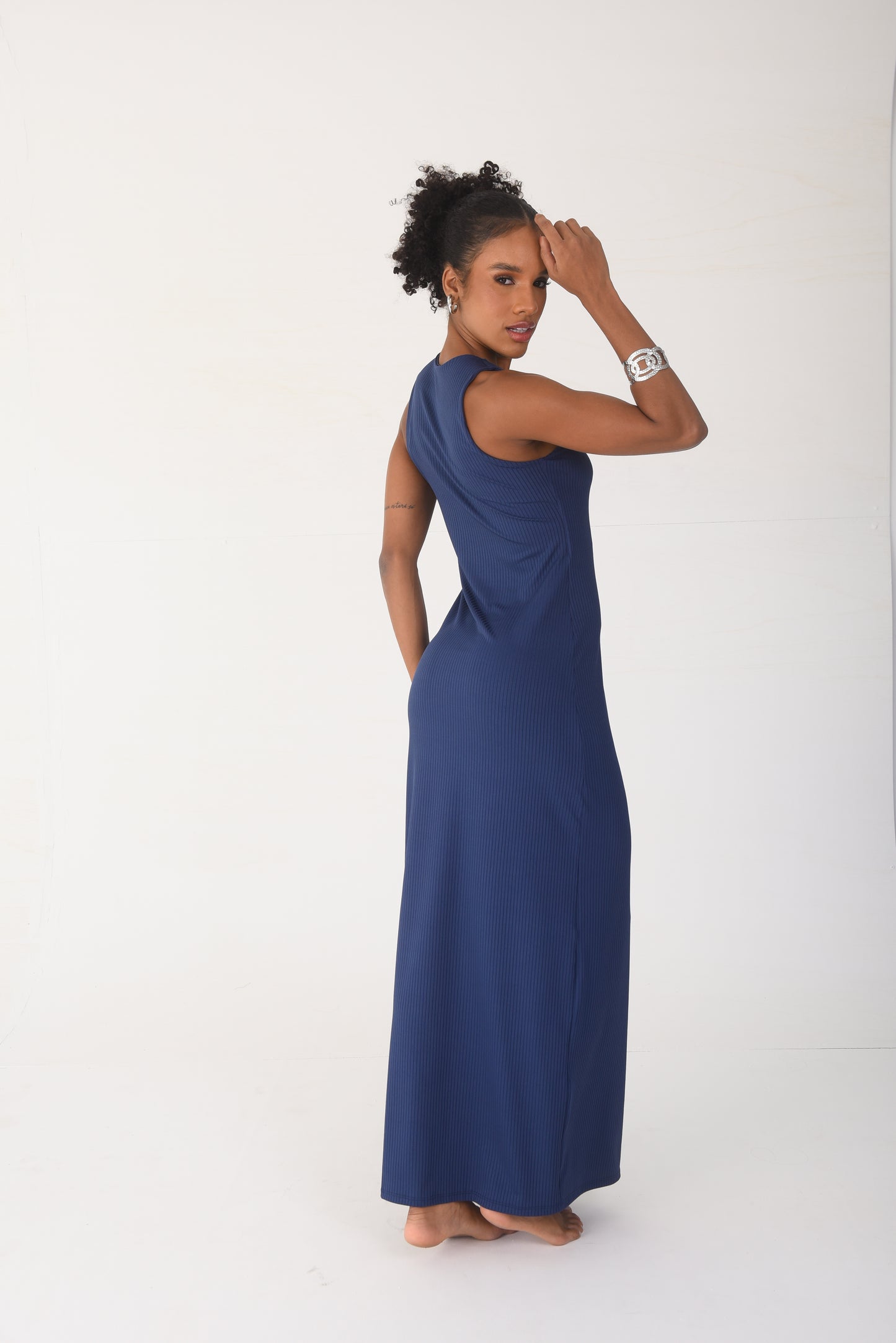 Ribbed Maxi Dress Navy