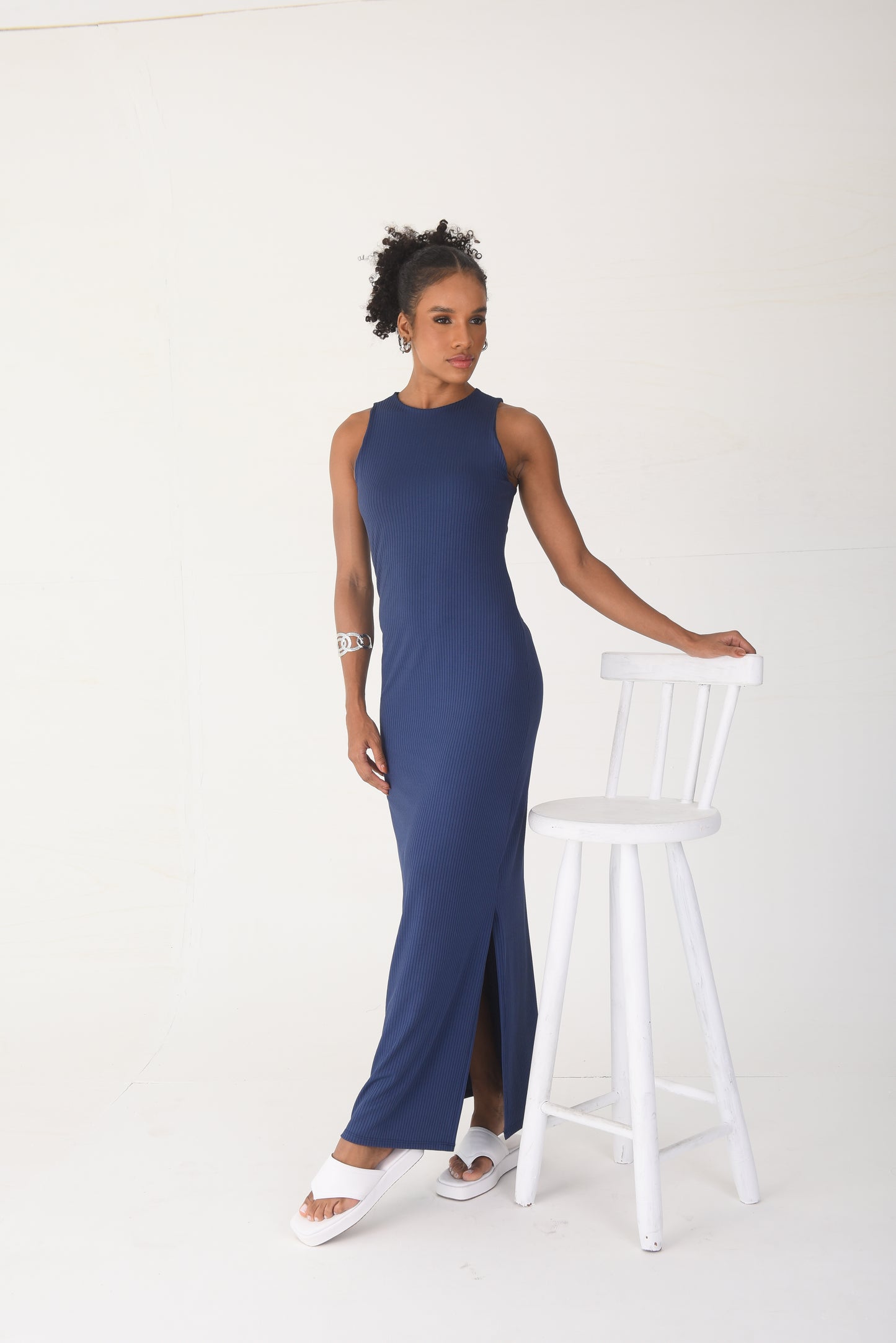 Ribbed Maxi Dress Navy