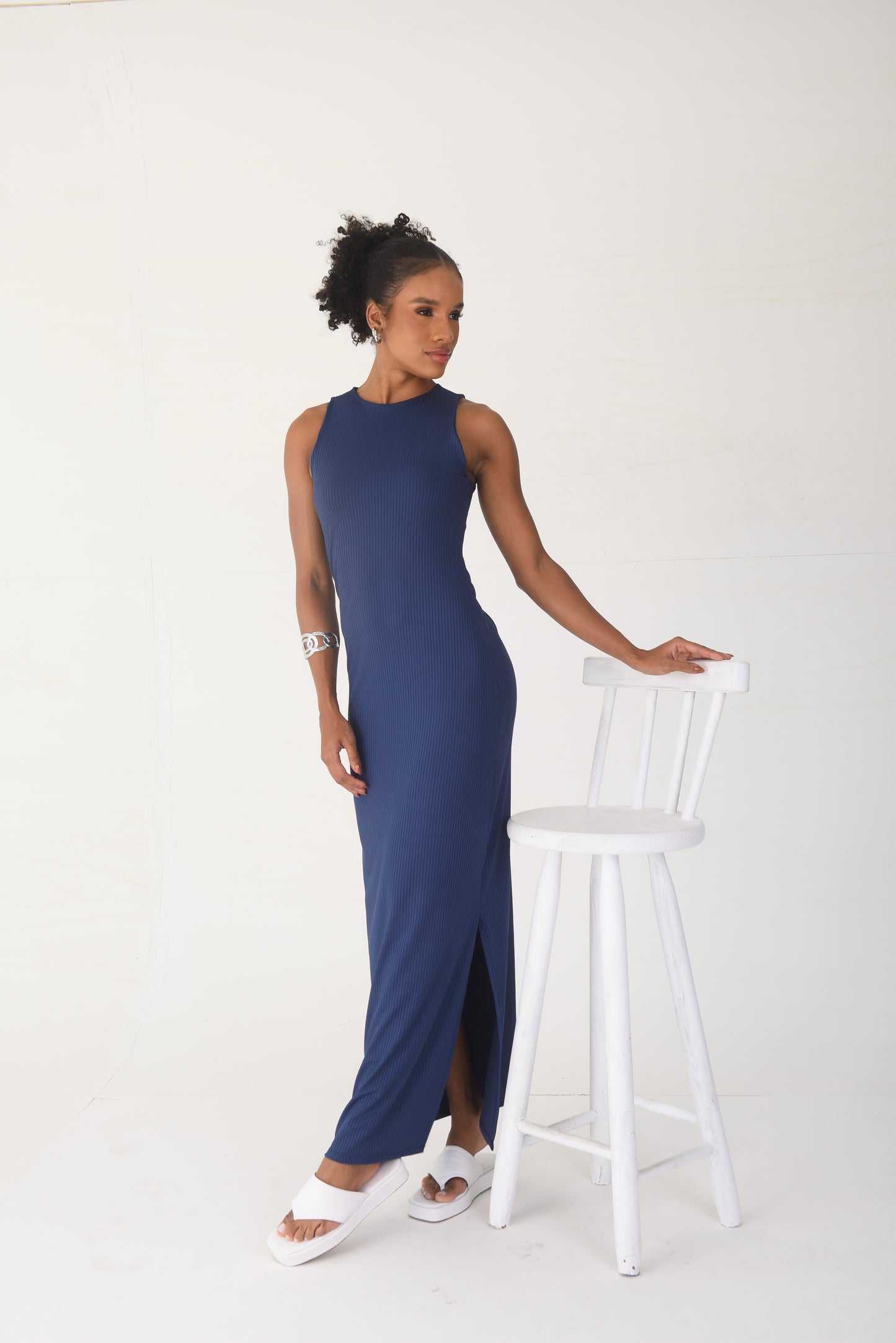 Ribbed Maxi Dress Navy