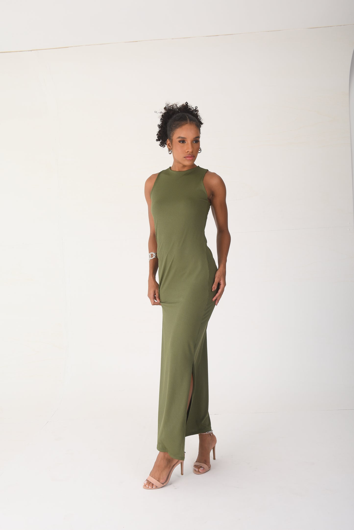 Ribbed Maxi Dress Olive
