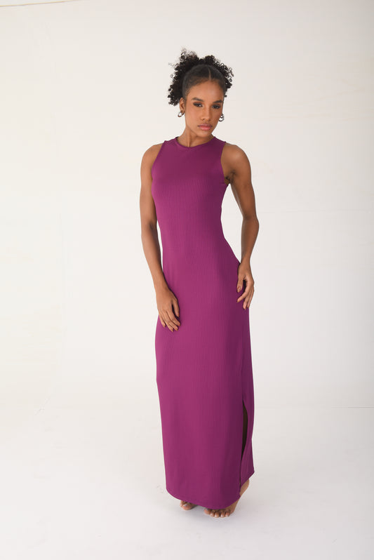 Ribbed Maxi Dress Purple