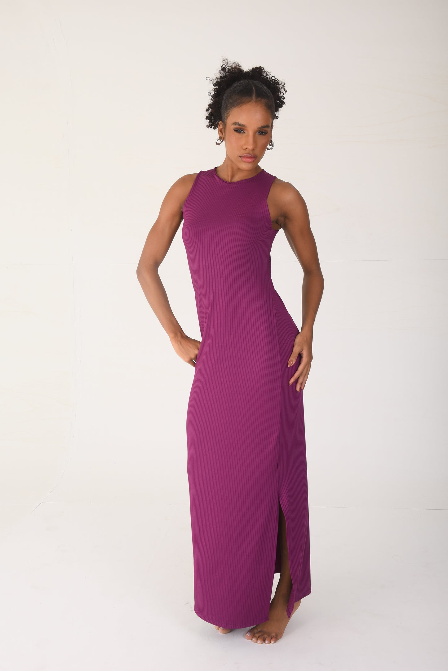 Ribbed Maxi Dress Purple