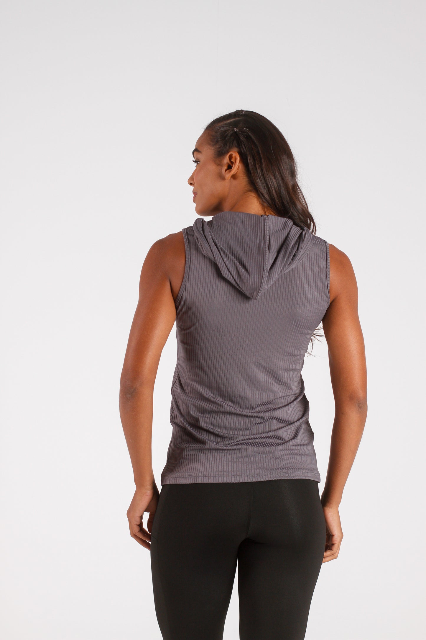 Grey Ribbed Hoodie
