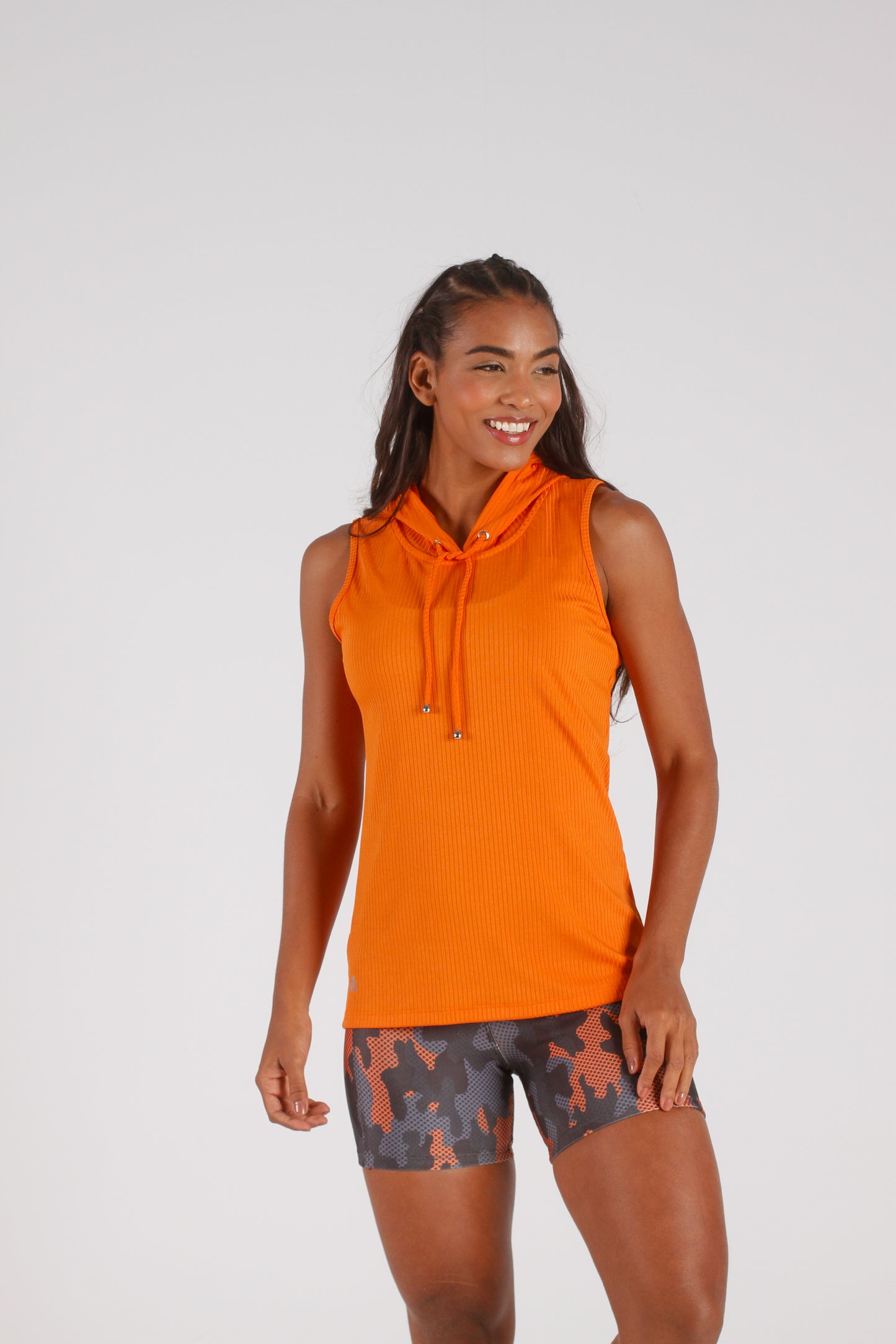 Orange Ribbed Hoodie