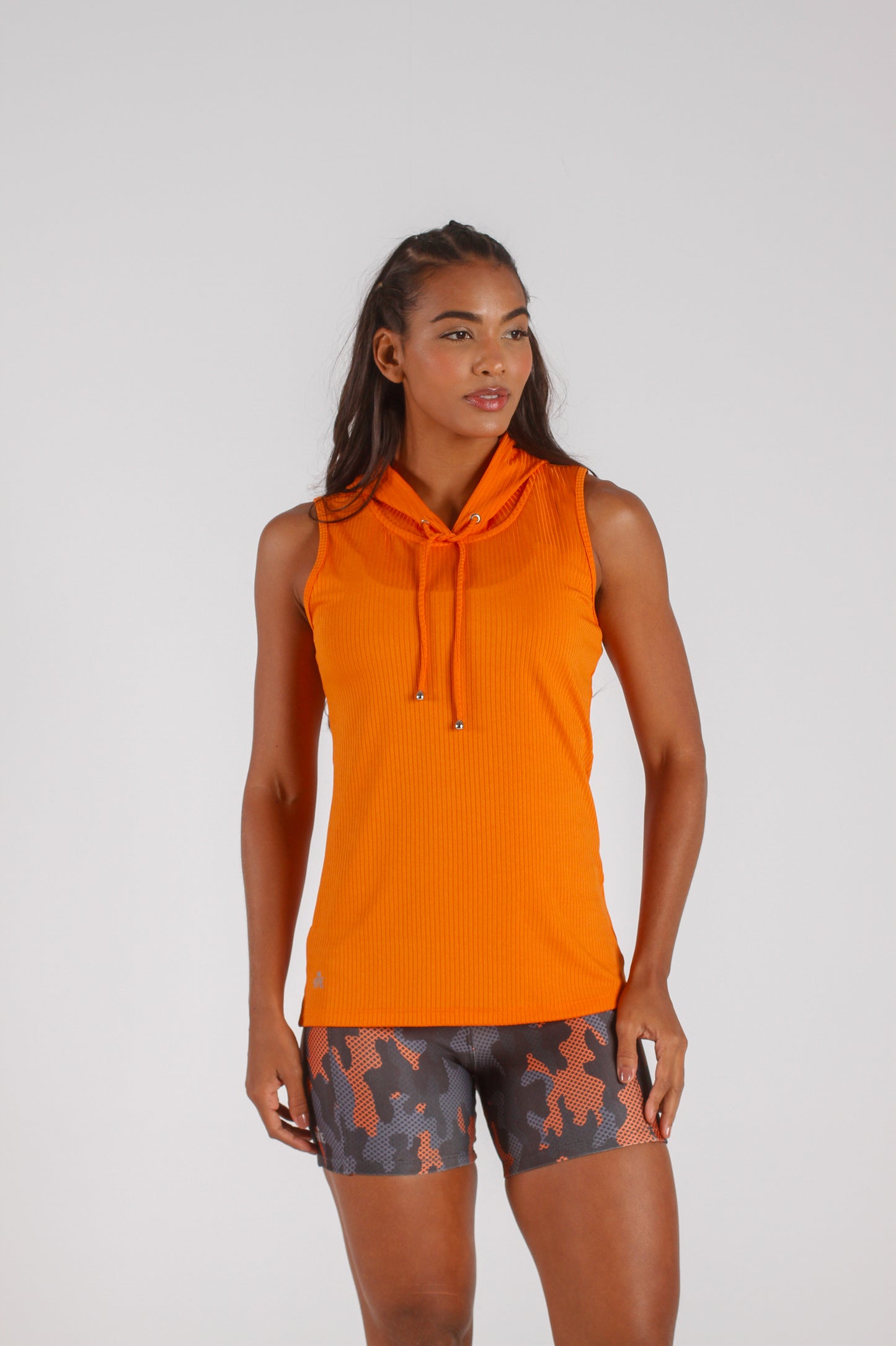 Orange Ribbed Hoodie
