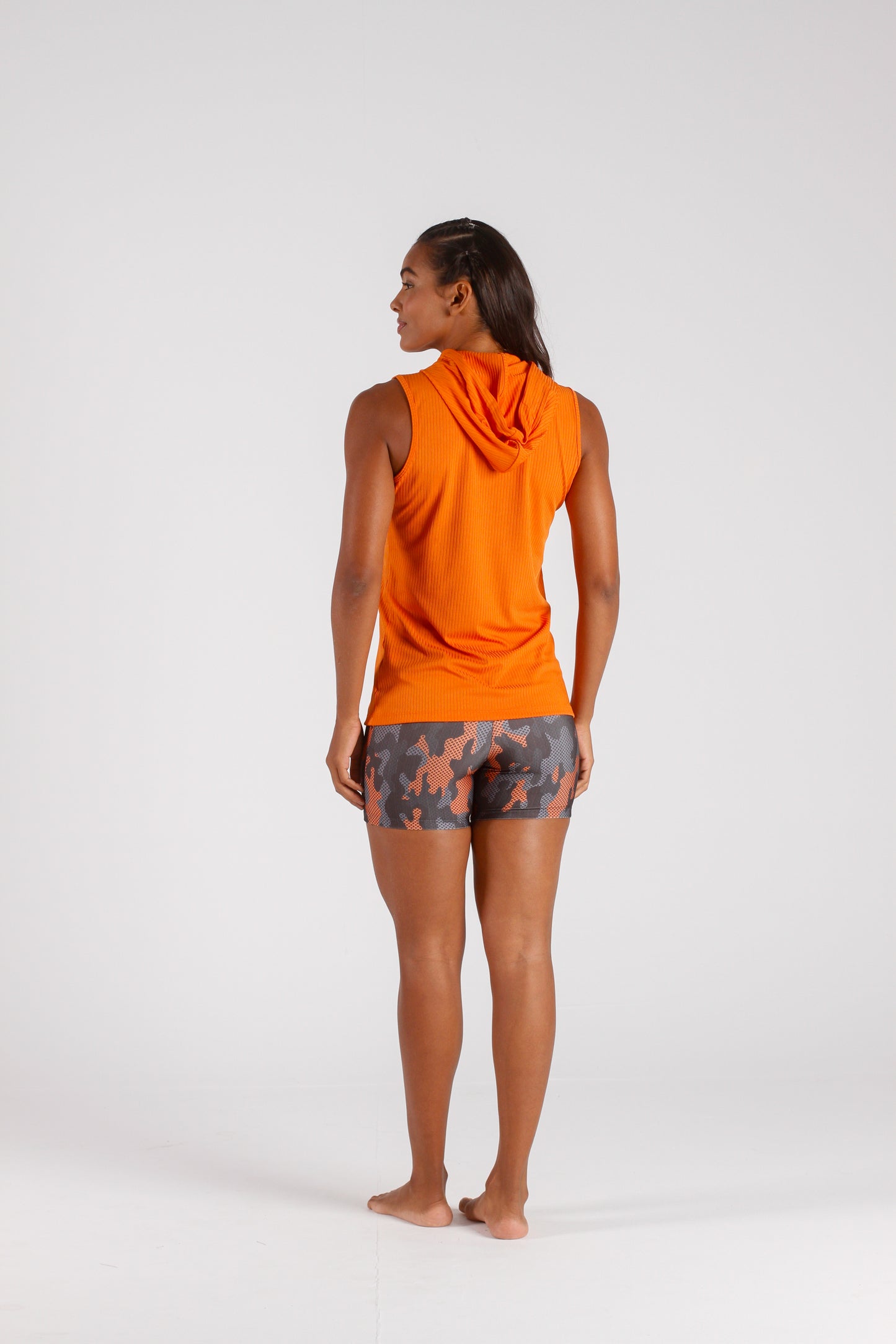 Orange Ribbed Hoodie