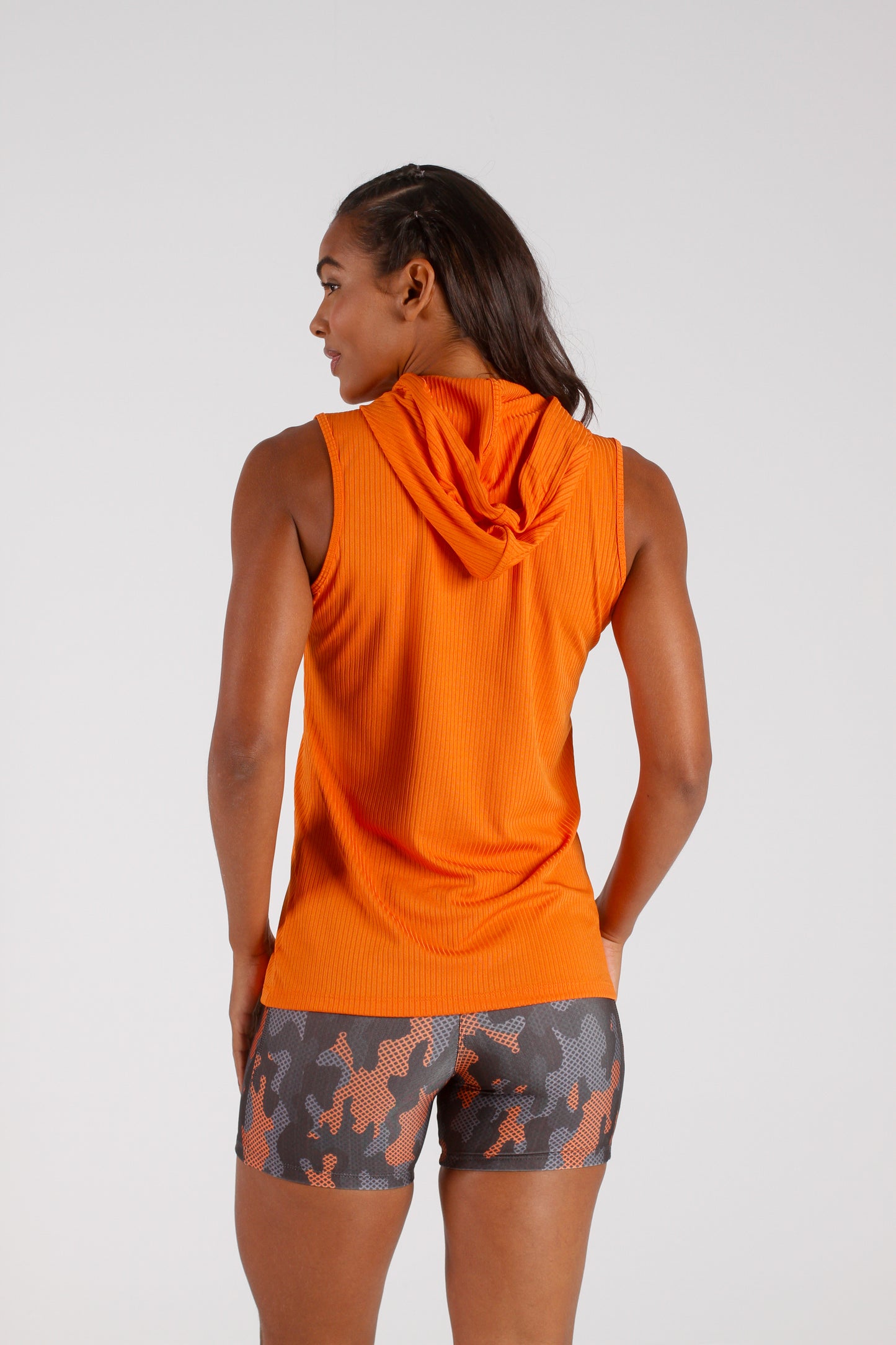 Orange Ribbed Hoodie