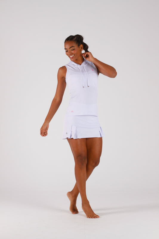 Heart White Ribbed Hoodie