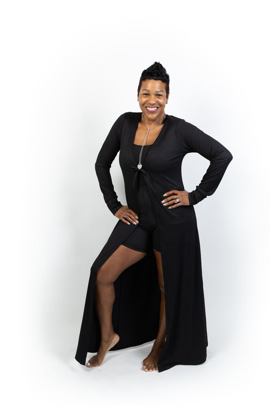 Kaftan Black Ribbed