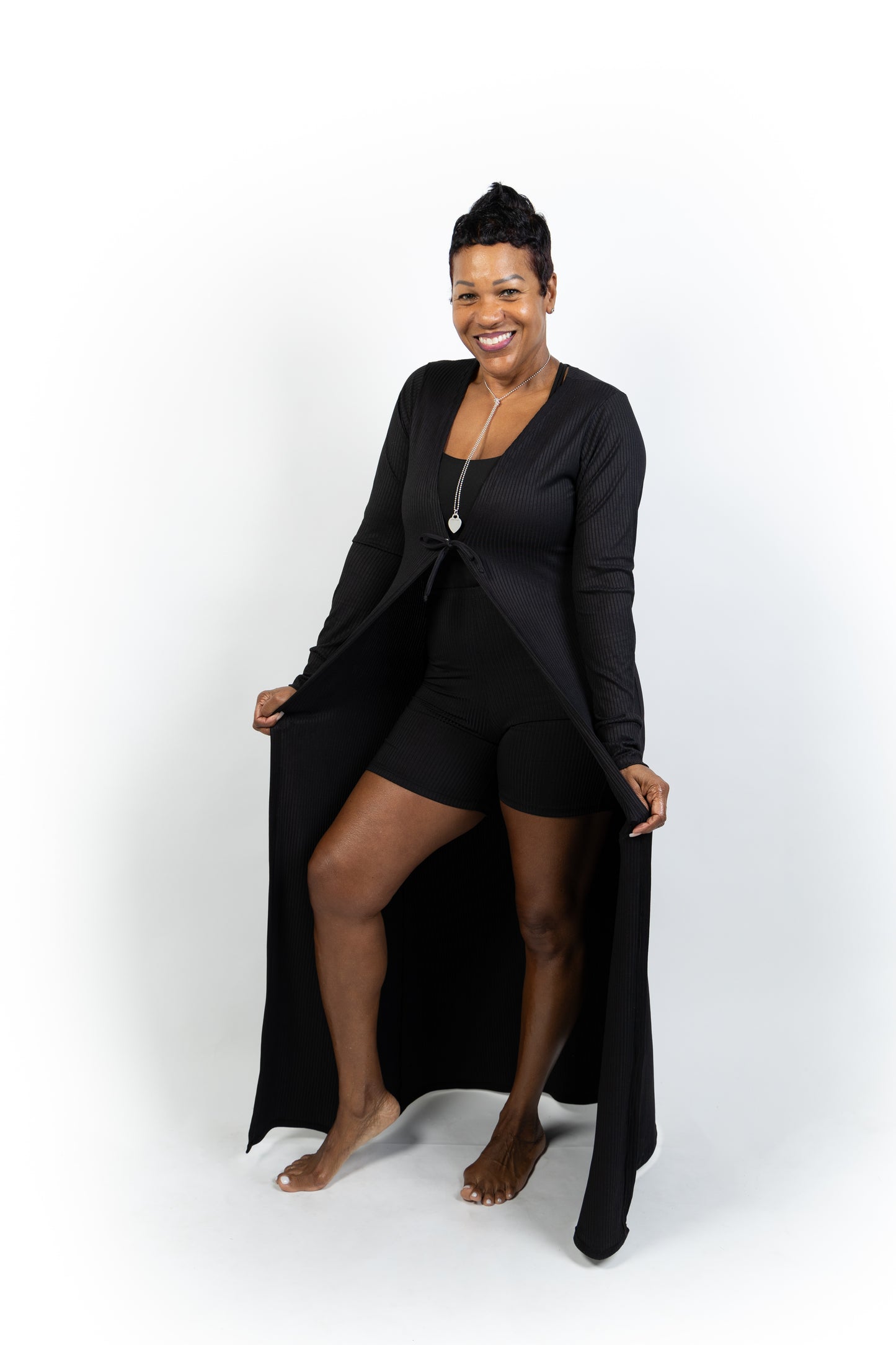 Kaftan Black Ribbed