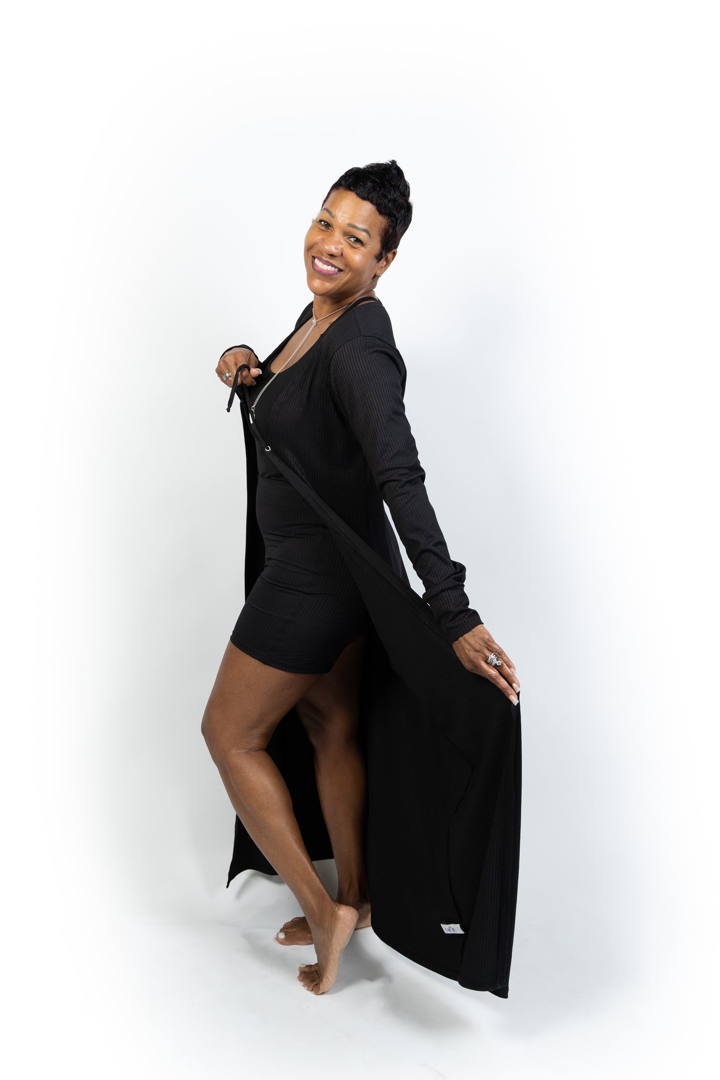 Kaftan Black Ribbed