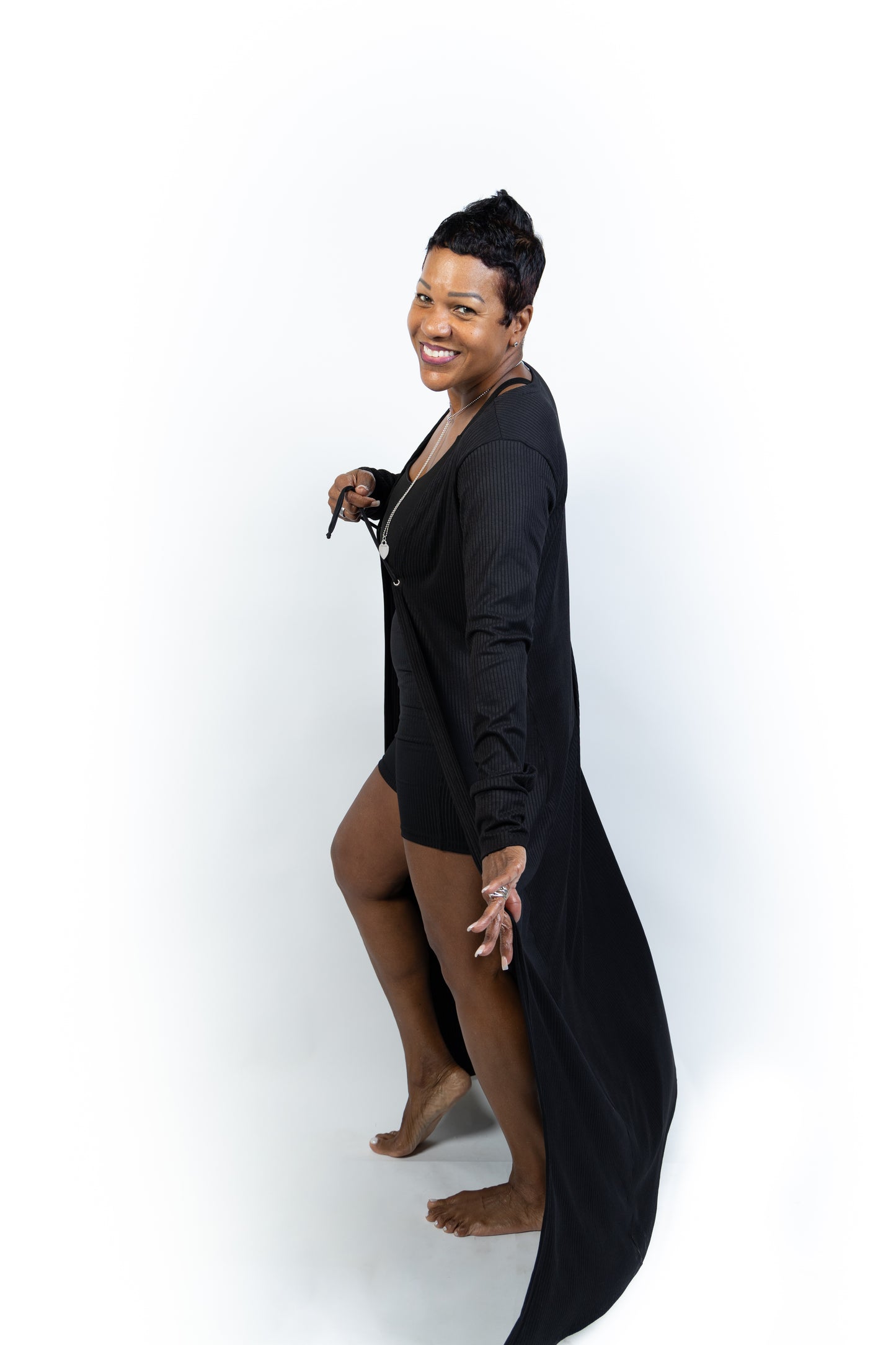 Kaftan Black Ribbed