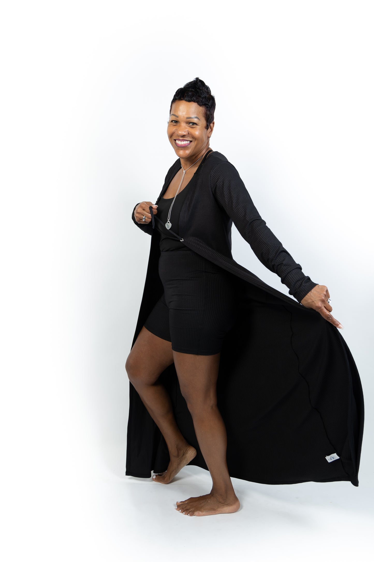 Kaftan Black Ribbed