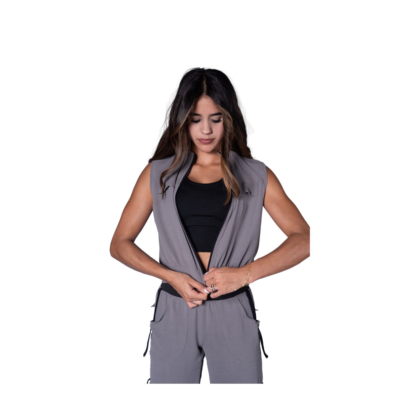 Grey Cargo Vest