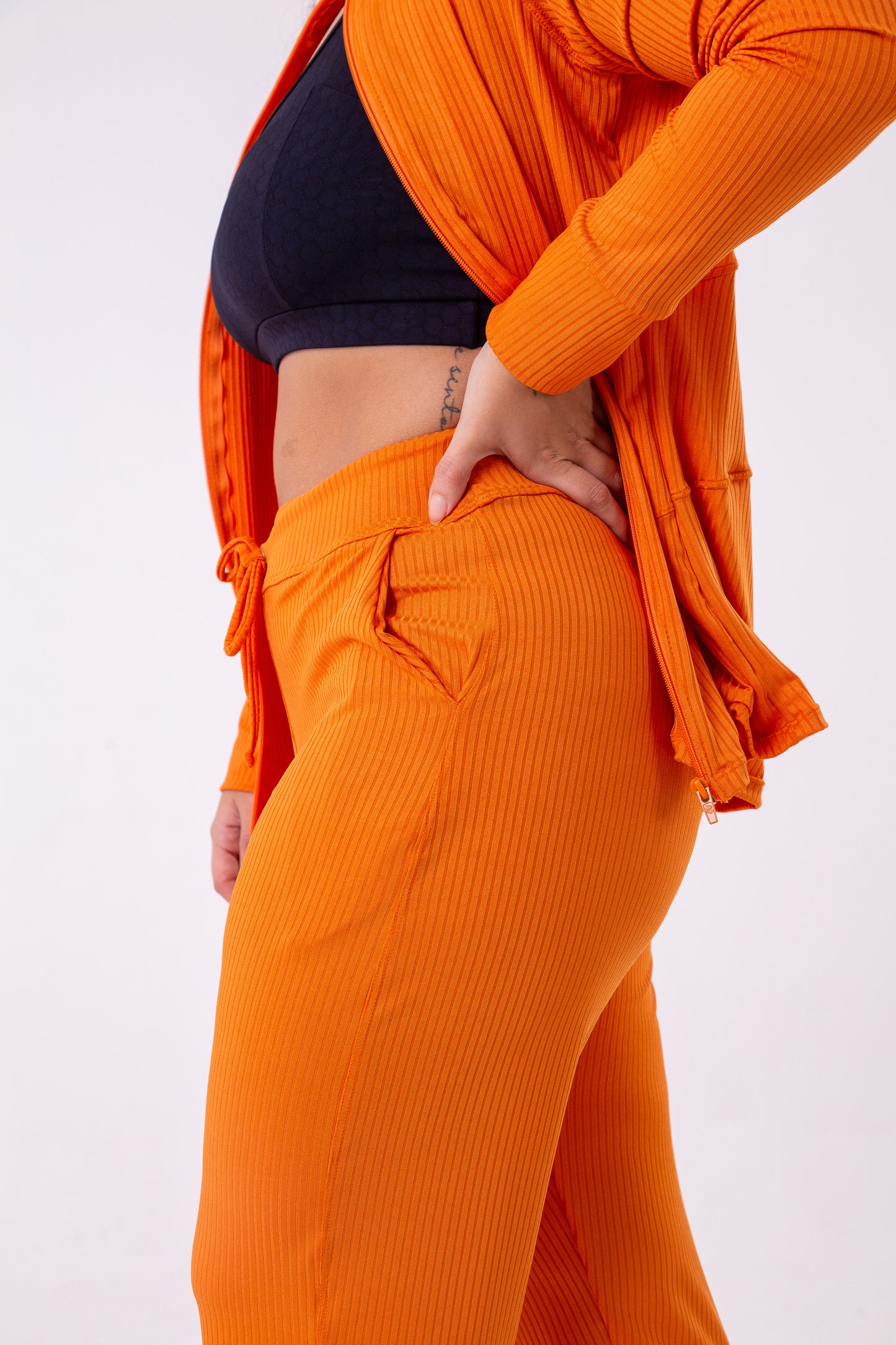 Orange Ribbed Jogger