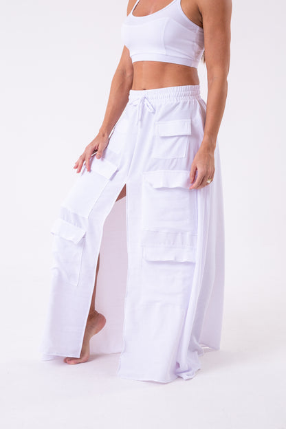 White Cargo Skirt