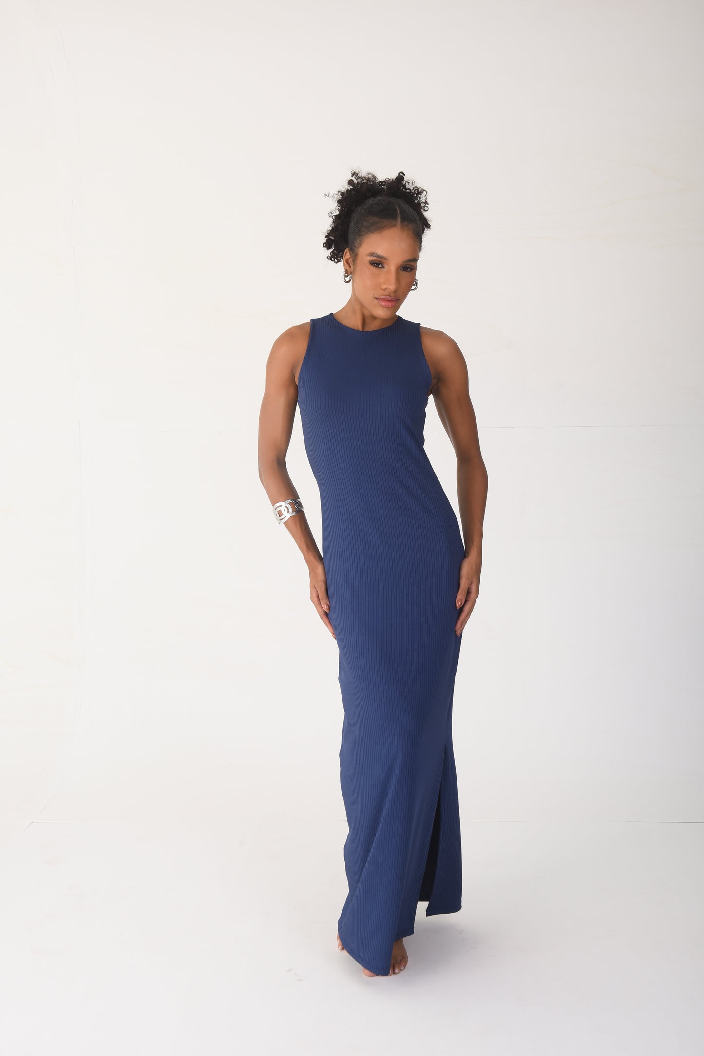 Ribbed Maxi Dress Navy