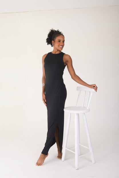 Ribbed Maxi Dress Black