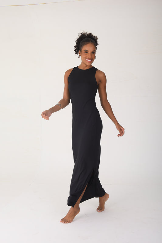 Ribbed Maxi Dress Black