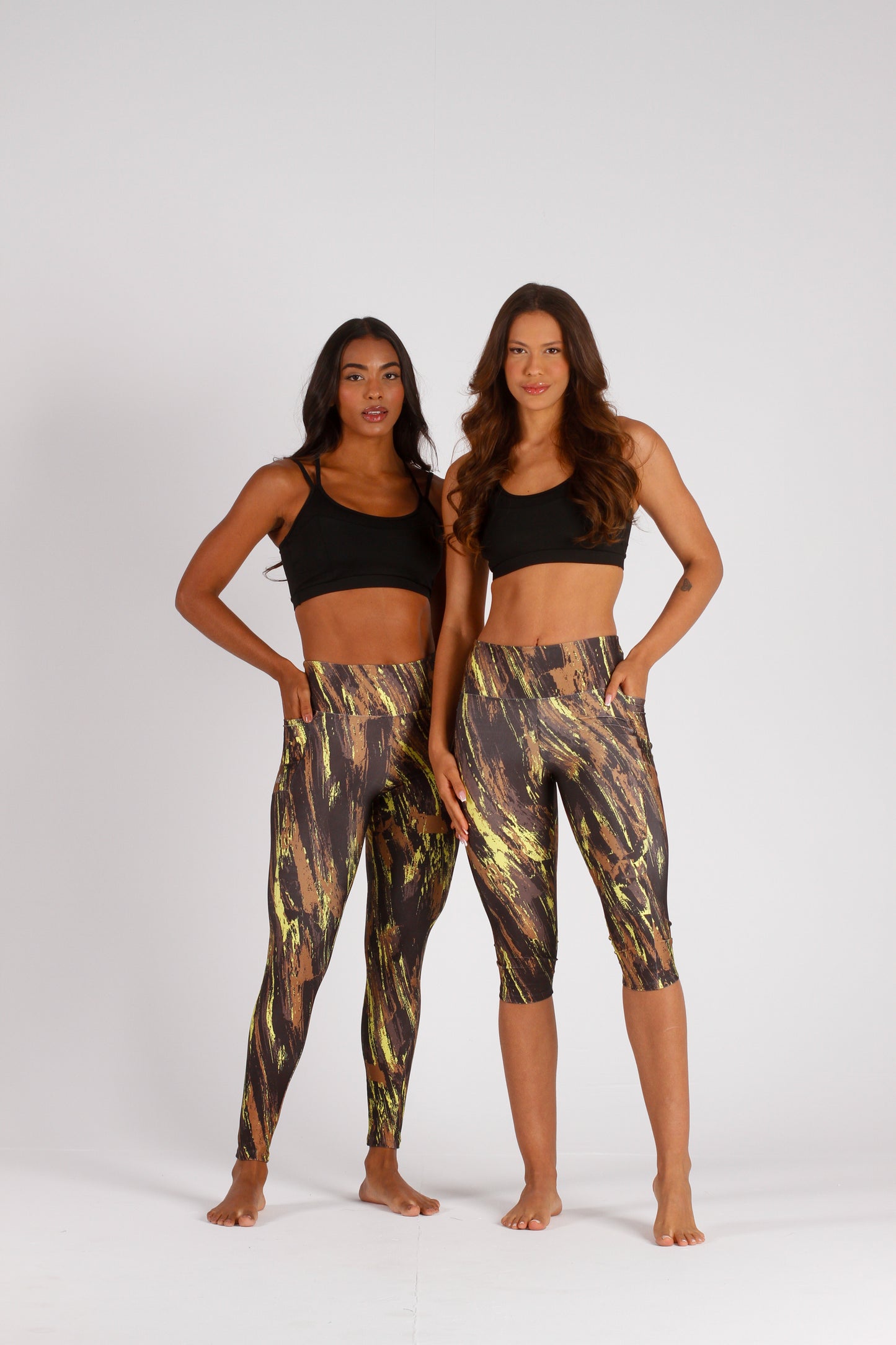 Yellow Splash Pocket 3/4 Legging