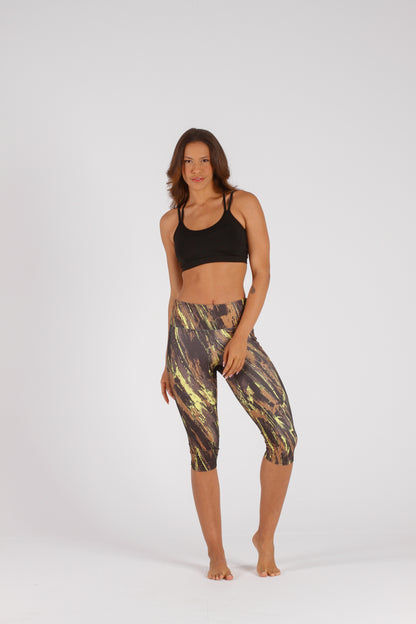 Yellow Splash Pocket 3/4 Legging